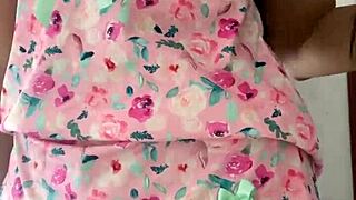 Look at this innocent girl in pajamas through a spy camera in amateur college teen flashing.