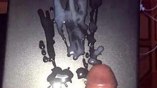 Skinny guy jerks his huge white cock until massive cum explosion in homemade solo session