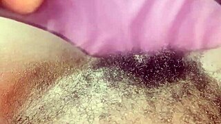 Solo Ebony Beauty Displays Bushy Hairy Black Pretty Pussy