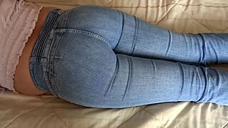 Look at my stepmom's big ass in thongs, I cum on them while she watches my handjob compilation