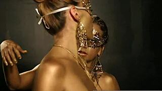 Gold statues come to life and eat each other out