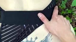 Milf offers big ass for woods sex