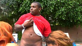 Chyanne Jacobs and Diamond Star bounce booties on big cock in assfucking lingerie action outdoors