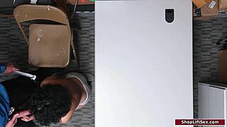 officer dominates and fucks busty latina shoplifter in the office with deepthroat