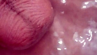 Man, I shove hot water into my prolapsed asshole, shave my big tattooed dick, and fuck my stretched hole for wild anal orgasm