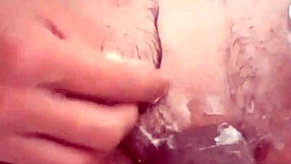 Man, I shove hot water into my prolapsed asshole, shave my big tattooed dick, and fuck my stretched hole for wild anal orgasm