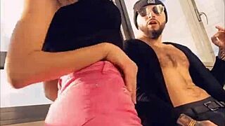 hot pornstar sasha rose dances a sexy striptease in her bra and dress outdoors teasing her petite athletic body with long hair 😍