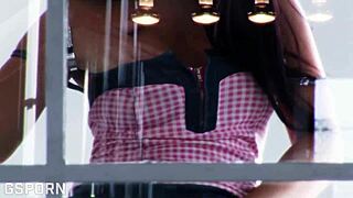 Brunette Hungarian milf with natural tits enjoys sensual blowjob and missionary sex on the bed.