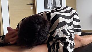 conversational-neutral perfect latina teen 18+ gives morning blowjob and has rough sex in pov style