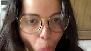 Conversational-Emoji Nerdy Busty Brunette Deepthroats Wellington Prado's Big Dick 😏