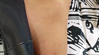 hey there, this blonde milf housewife teases in pantyhose with pierced nipples and shaved pussy during close-up dirty talk pov as a slutty wife from usa