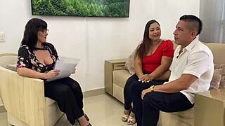 What if this amateur couple tries psychological therapy with big ass blowjob and group cum in mouth action?