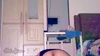 sexy asian girl with big ass gets her tight shaved pussy fucked and creampied in pov at midnight