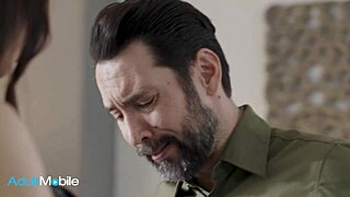 Big-titted brunette strips her dress! Offers trimmed pussy for pounding in bed with lingerie and heels!