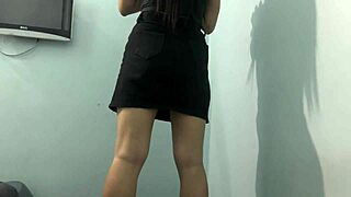 college girl does ass workout in short skirt