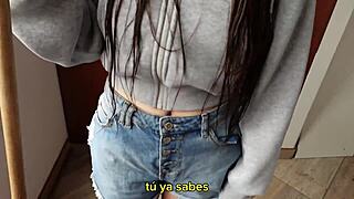 Brunette Teen Stepsister With Big Tits Wears Jean Shorts And Fucks Secretly In Dorm To Avoid Telling Parents