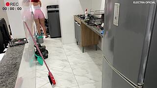 Security Camera Captures Brazilian Latina Prostitute Faxineira With Very Hot Ass Teasing Boss