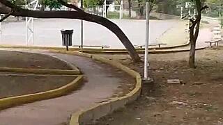 Beruka Gets Super Horny and Heads to the Park with Her Sex Toy Stuffed in Her Huge Shaved Pussy!