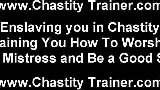 Your cock faces long-term lockdown in this femdom humiliation scene.