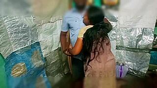 indian village student explores first time blowjob and cum with aunty in bedroom.