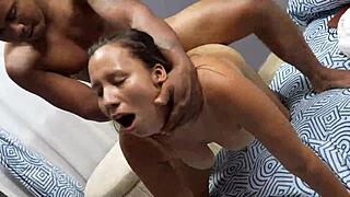 I surprised my stepsister's husband with an erotic dance, then we got into blowjob, cowgirl, doggystyle, and missionary. He licked my wet tight pussy before creampie in homemade Colombian action.