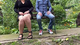 Chubby BBW Stepmom Flashes Big Ass and Pussy as Dirty Gift for Stepson