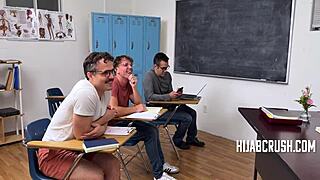 Arab Milf Hijab Teacher Fucked in 4some Group by Students