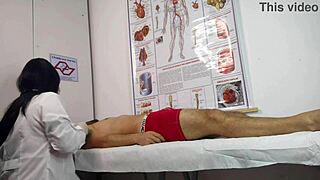 paciente fica excitado na frente da enfermeira