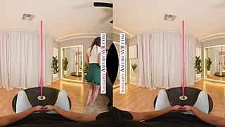 mandy waters gives a deep blowjob to her boyfriend's athletic son in heels