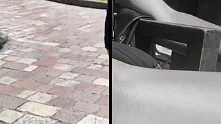 I feel so thrilled with this risky public sex and flashing alongside my 18yo brunette teen in pov.