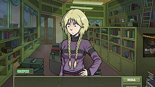 Blonde teacher with big tits gives handjob and titty fuck in classroom. Nerd student gets pussy licking from girlfriend in complete Witch Hunter gameplay part 5.