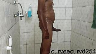 big african curved dick pounding that big booty in the shower 💦🍑