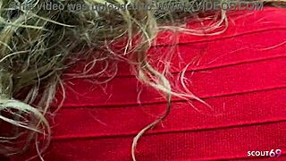 German Curly Hair Mature Wife Cheats with Stranger in Public Elevator