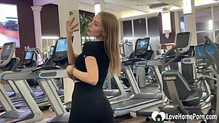 Blonde feels excitement in public bathroom sex