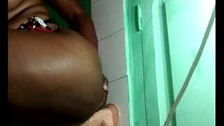 Black Gymnast Fixes Dildo on Wall for Athletic Fucking