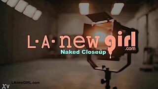 Cute 18+ brunette teen strips sexy on casting sofa 😘