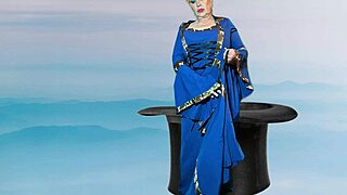 dark magician granny gives deepthroat blowjob in cosplay costume with close up licking