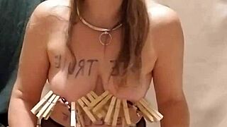 hey check out this french milf housewife bound in handcuffs flashing outdoors with vibrator orgasm