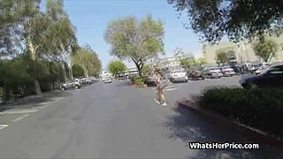 Curly busty redhead teen picked up for hardcore outdoor fucking cash