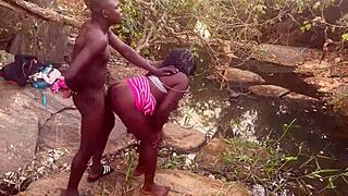 village girl with perfect boobs gets fucked hard in the stream