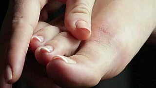 Kinky babes' feet drenched in thick cumshots