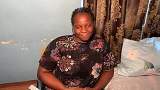 Thick ebony queen fingers hairy pussy during casting interview