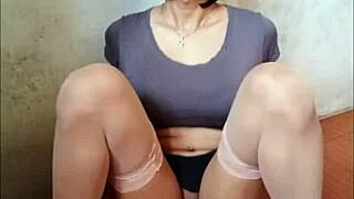 Shemale rides dildo hard in crossdressing anal frenzy