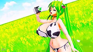 mulher-vaca cosplay rides cowgirl with belly and milk boob expansion! 🐄💦🤰