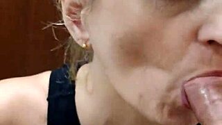 I love sucking German milf prostitute Sandra's cum-swallowing blowjob