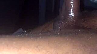 wanna watch this ebony stroke her big black cock in the car?