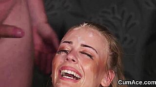 flirty bimbo bombshell gulps down every sperm facial load 💦😜