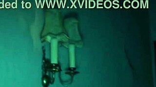 bound slut faces erotic halloween monster in house of madness