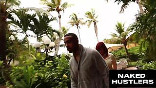 married redhead doctor rims bbc by pool as husband sleeps