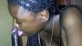 Freaky Petite Ebony Midget Bends for Sloppy BBC Cowgirl and Cum!